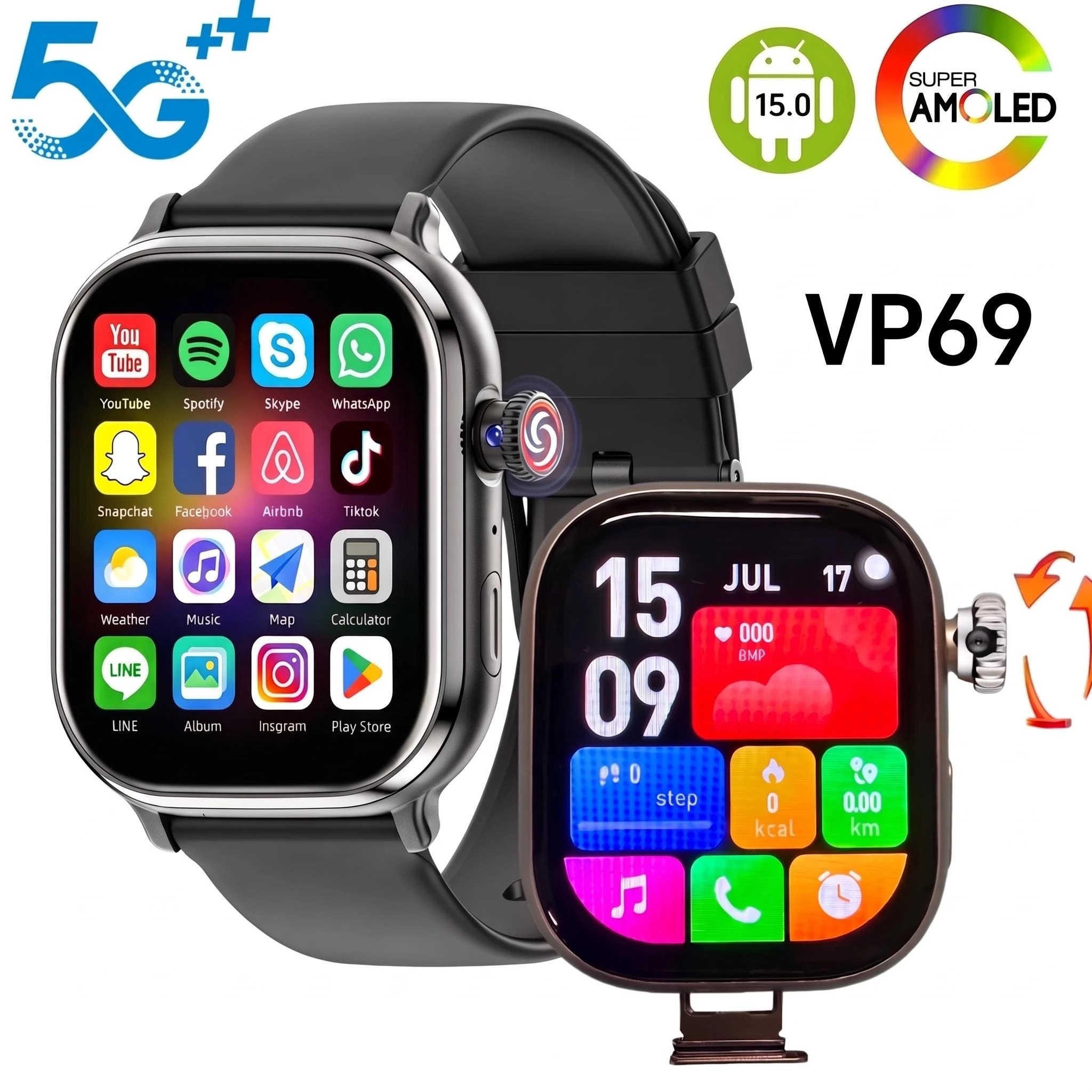 Smartwatch Watches Price - VP69 5G, pełna obsługa sieci, 2,39-calowy