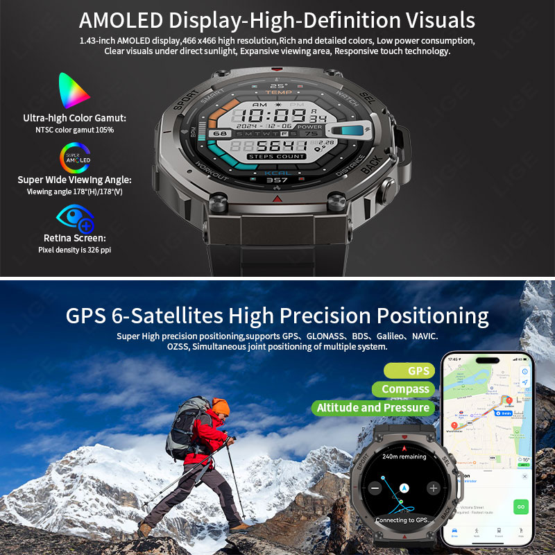 Inteligentny zegarek GPS LIGE  – Altimeter Compass Watch recenzja i cena